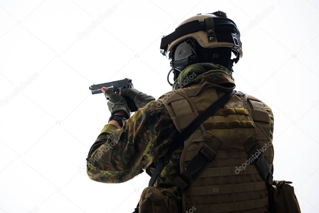Defender in ammunition firing with gun
