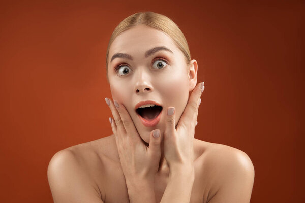 Blonde woman touching her soft pelt