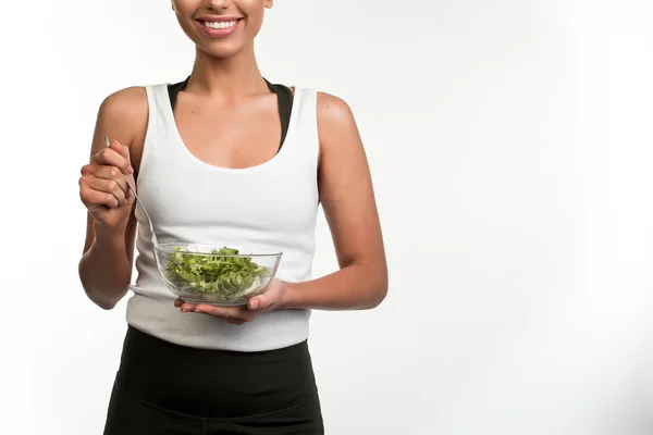 Snygg fru äter hälsosam mat — Stockfoto