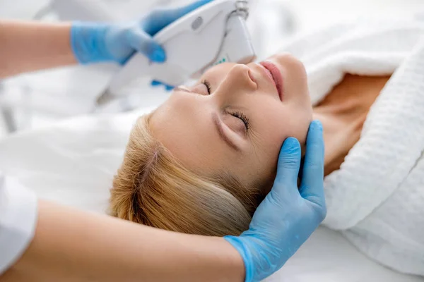 Beautiful face of lady and rejuvenation treatment — 스톡 사진