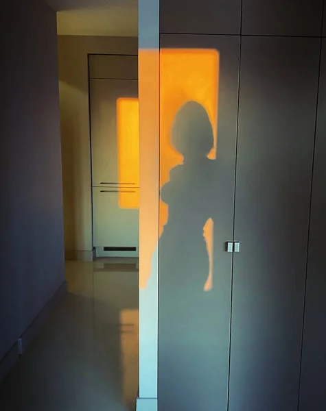 Belle ombre de jeune femme dans un appartement moderne — Photo