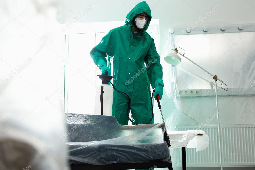 Good protection from COVID-19 in the apartment stock photo