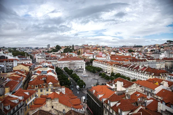 Vista panorámica de la plaza Rossio en Lisboa —  Fotos de Stock