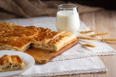 Yedeklenmiş pasta ve bardak süt