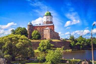 Cityscape of Vyborg in summer day clipart
