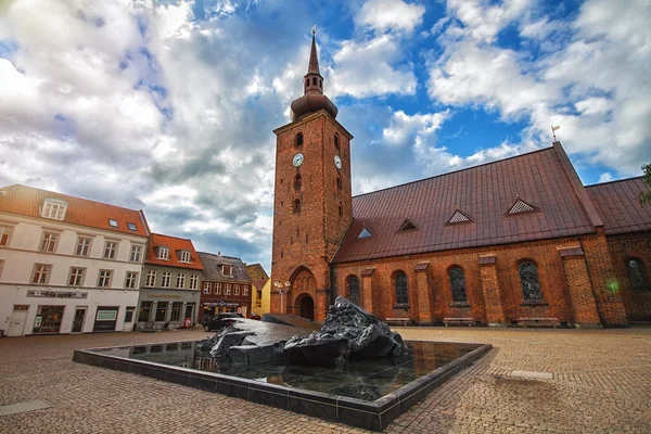 Kyrkan Frälsare i centrera av staden Horsens — Stockfoto