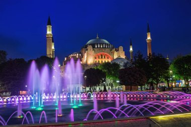Ayasofya manzarasına gece Sofya'da Istanbul, Türkiye