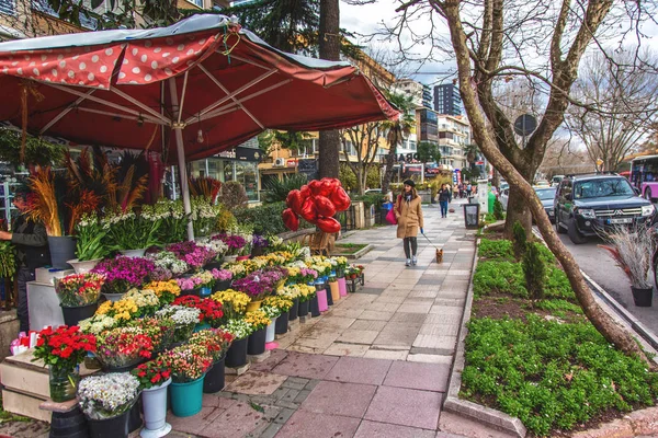 Ασιατική πλευρά της Κωνσταντινούπολης και δημοφιλής λεωφόρος Bagdat στην Ημέρα του Αγίου Βαλεντίνου — Φωτογραφία Αρχείου