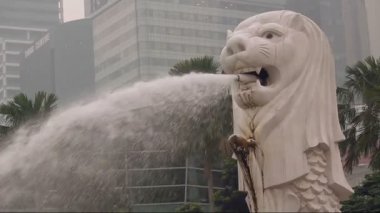 Singapur Merlion Cbd İş Merkezi Yakın çekim Eğilimi