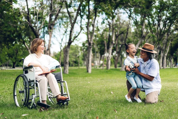 Portrait of happy grandfather with grandmother and little cute g — Stock Photo, Image