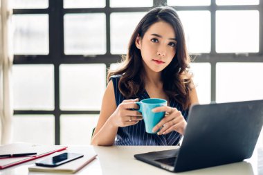 İş kadını dizüstü bilgisayar ile çalışıyor.yaratıcı iş peo