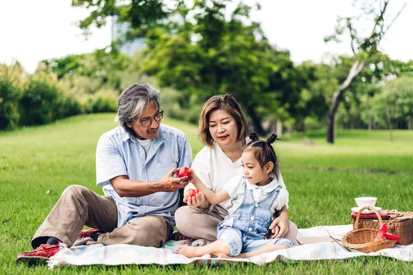 Portrait de grand-père heureux avec grand-mère et petit g mignon — Photo