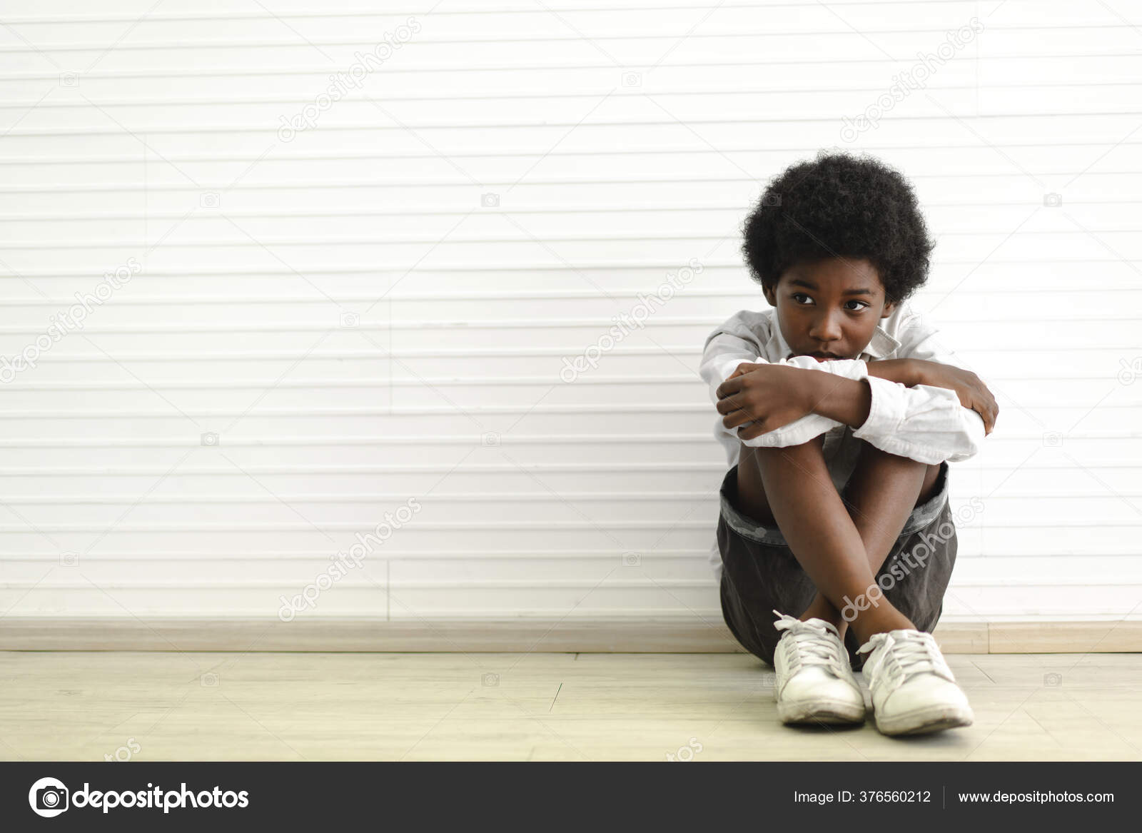 Portrait Sad Depressed Black African American Cute Little Boy Child Stock  Photo by ©assumption111 376560212