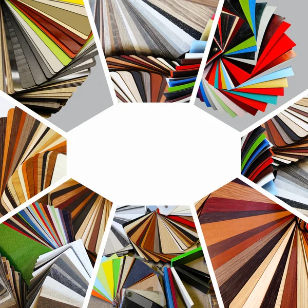 Samples of color of countertops and particleboard. Collage. — Stock Image Samples of color of countertops and particleboard. Collage. Stock Photo