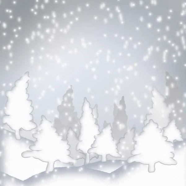 Біла ялинка в снігу. Зимовий пейзаж . — стокове фото