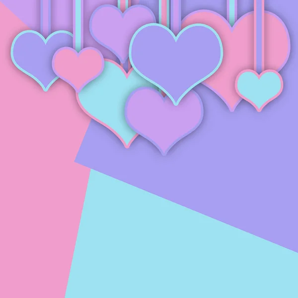 Colored hearts on the bright multicolored background. — Stock Photo, Image