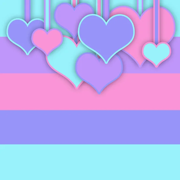 Colored hearts on the bright multicolored background. — Stock Photo, Image
