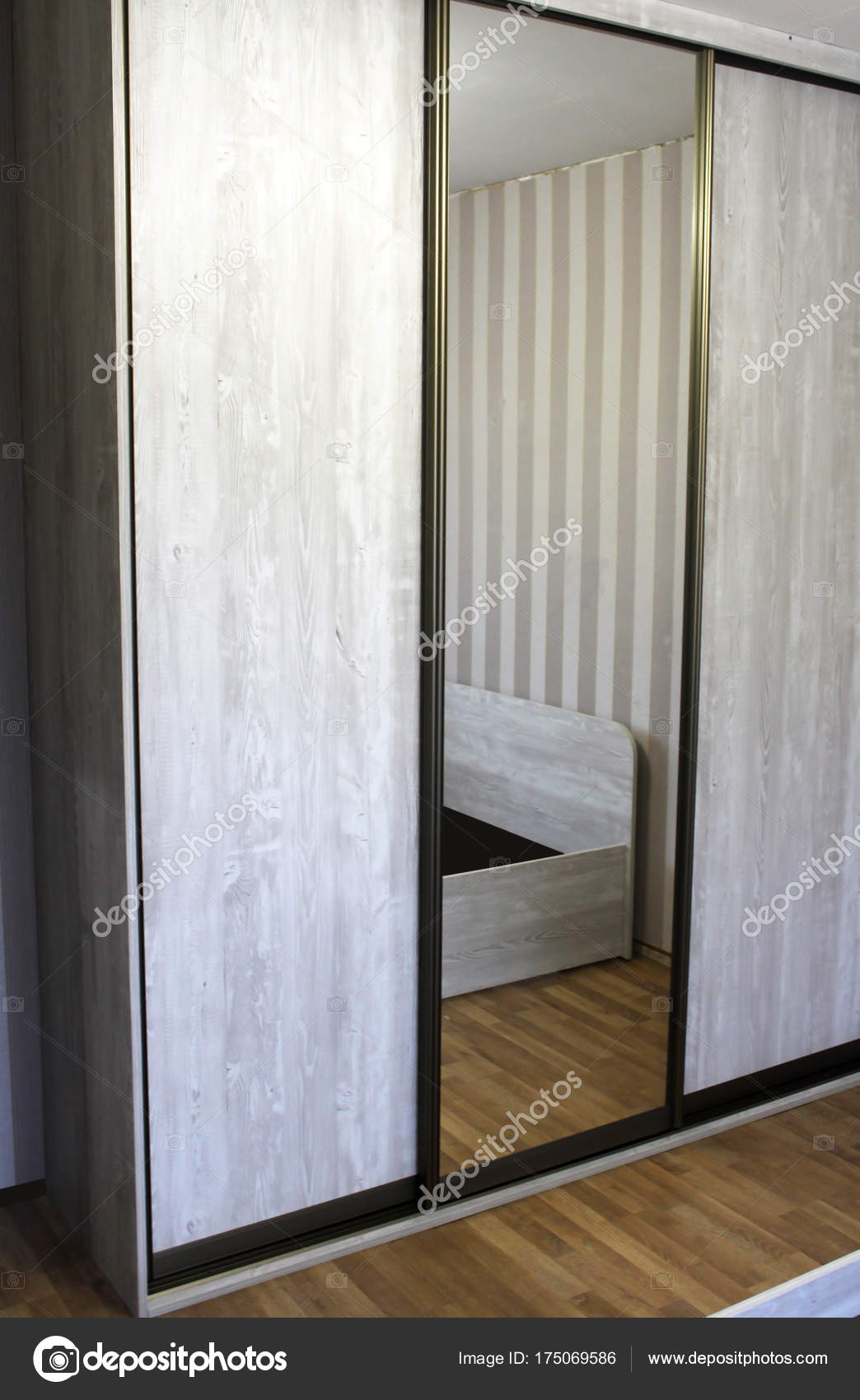 Grey Wardrobe Sliding Glass Doors Hallway Stock Photo