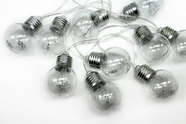 Festoon light bulbs isolated on white background.