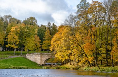 Bir göl ile Park sonbahar