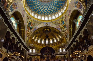 Kronstadt, Saint Petersburg, Rusya Federasyonu - 29 Temmuz 2017: Kronstadt deniz St. Nicholas katedralde iç parçası