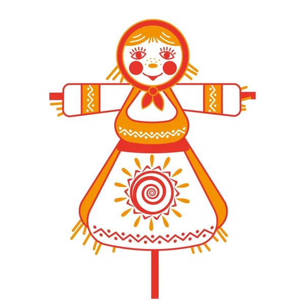 Μασλενίτσα Μια Γεμιστή Κούκλα Από Άχυρο Ντυμένη Φόρεμα Διανυσματική Εικόνα — Διανυσματικό Αρχείο