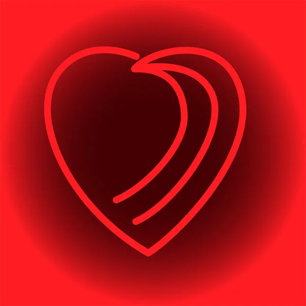 Coração Com Linhas Paralelas Dentro Estilo Doodle Fundo Gradiente Vermelho —  Vetores de Stock