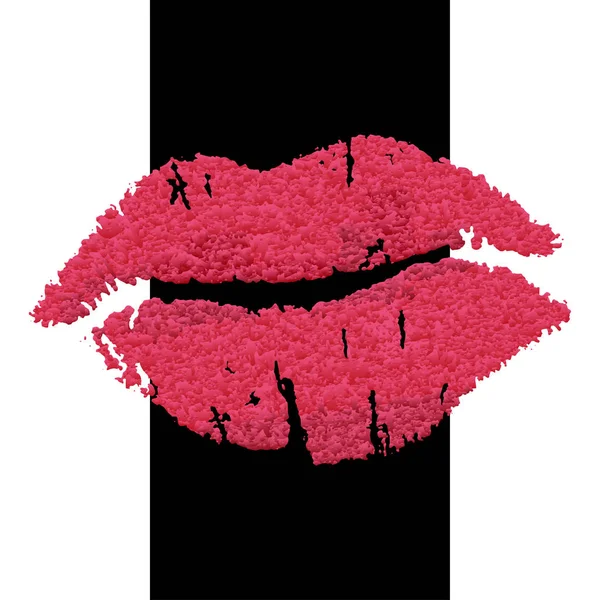 Lips Female Imprint Gradient Texture Vector Isolated Image Black White — Διανυσματικό Αρχείο