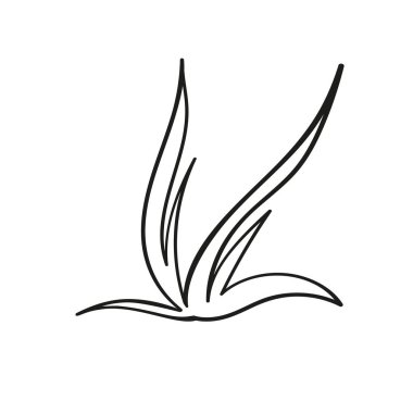 Bir demet çimen, el çizimi, Doodle tarzı. Beyaz arkaplanda vektör resmi izole edildi