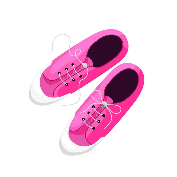 带鞋带的女式粉红运动鞋 舒适的运动鞋和远足鞋 卡通风格的矢量图像 以白色背景隔离 — 图库矢量图片