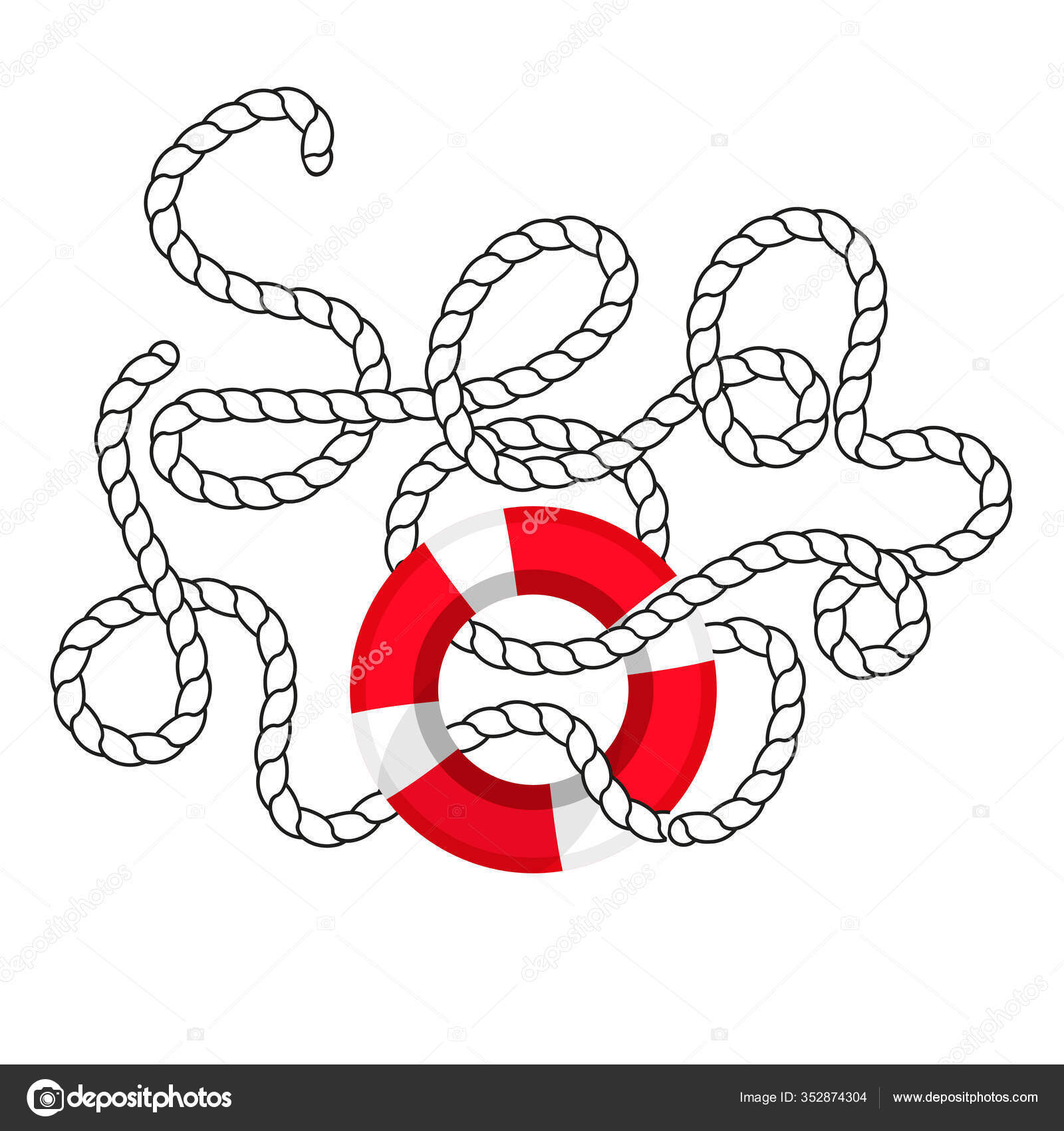 wallpapers Pull Buoy Drawing https depositphotos com 352874304 stock illustration lifebuoy sea rope which word html