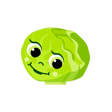 Beyaz lahana, iyi huylu teyze. Vektör görüntüsü. Beyaz bir arka planda izole edilmiş. Çizgi film tarzında çizilmiş..