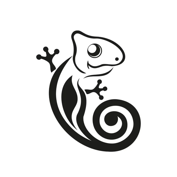 Kameleon Stylizowany Symbol Logo Lub Szablonu Ikony Czarny Białym Tle — Wektor stockowy