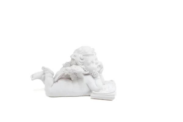 Küçük beyaz melek beyaz arka plan üzerinde. Vintage tarzı Noel dekorasyon