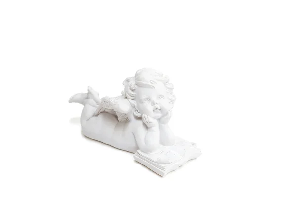 Küçük beyaz melek beyaz arka plan üzerinde. Vintage tarzı Noel dekorasyon