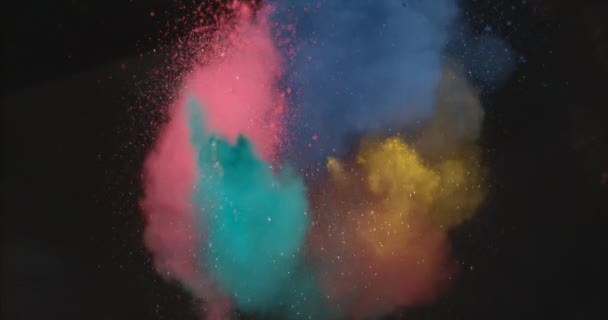 Various Colored Powder Exploding Camera — Stock Video