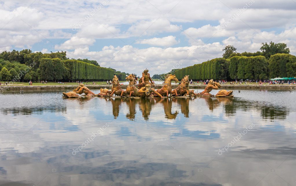 Fountain horses in Versailles Palace gardens in Paris Stock Photo by