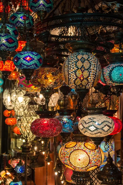 Nice colorful lanterns in Istanbul grand market — Stock Photo, Image