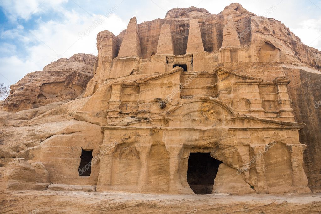 Carved ruins in Petra