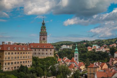 Cesky Krumlov şehrin panoramik görünüm
