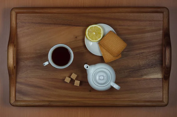 Poranna herbata z cytryną — Zdjęcie stockowe