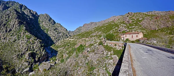 Spektakularne D84 drogi wzdłuż Scala di Santa Regina na Korsyce — Zdjęcie stockowe