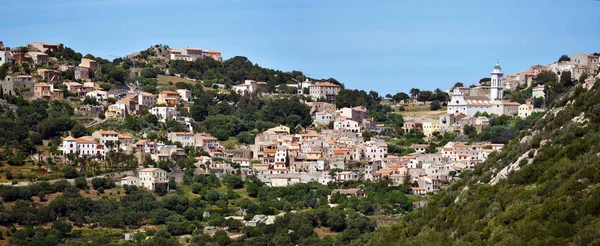 Panoramik Korsika Adası'Corbara Köyü — Stok fotoğraf