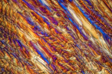 Dondurulmuş elma suyu bir mikroskop altında.