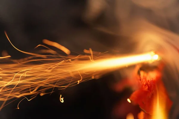 Macro photo of an exploding firecracker. — Stock Photo, Image