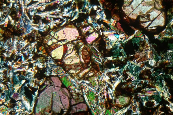 Microscope Photo Petrographic Thin Section Basalt Rock — Stock Photo, Image