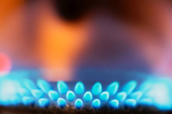 Macro Photo Gas Flames Black Background — Stock Photo, Image