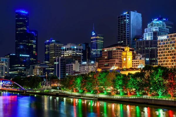 Melbourne city illumination at night — Stock Photo, Image