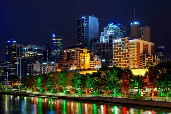 Melbourne city illumination at night — Stock Photo, Image