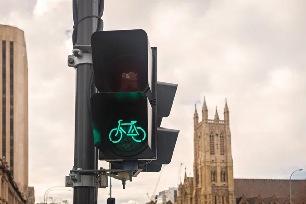 Señal de tráfico verde para bicicleta — Foto de Stock